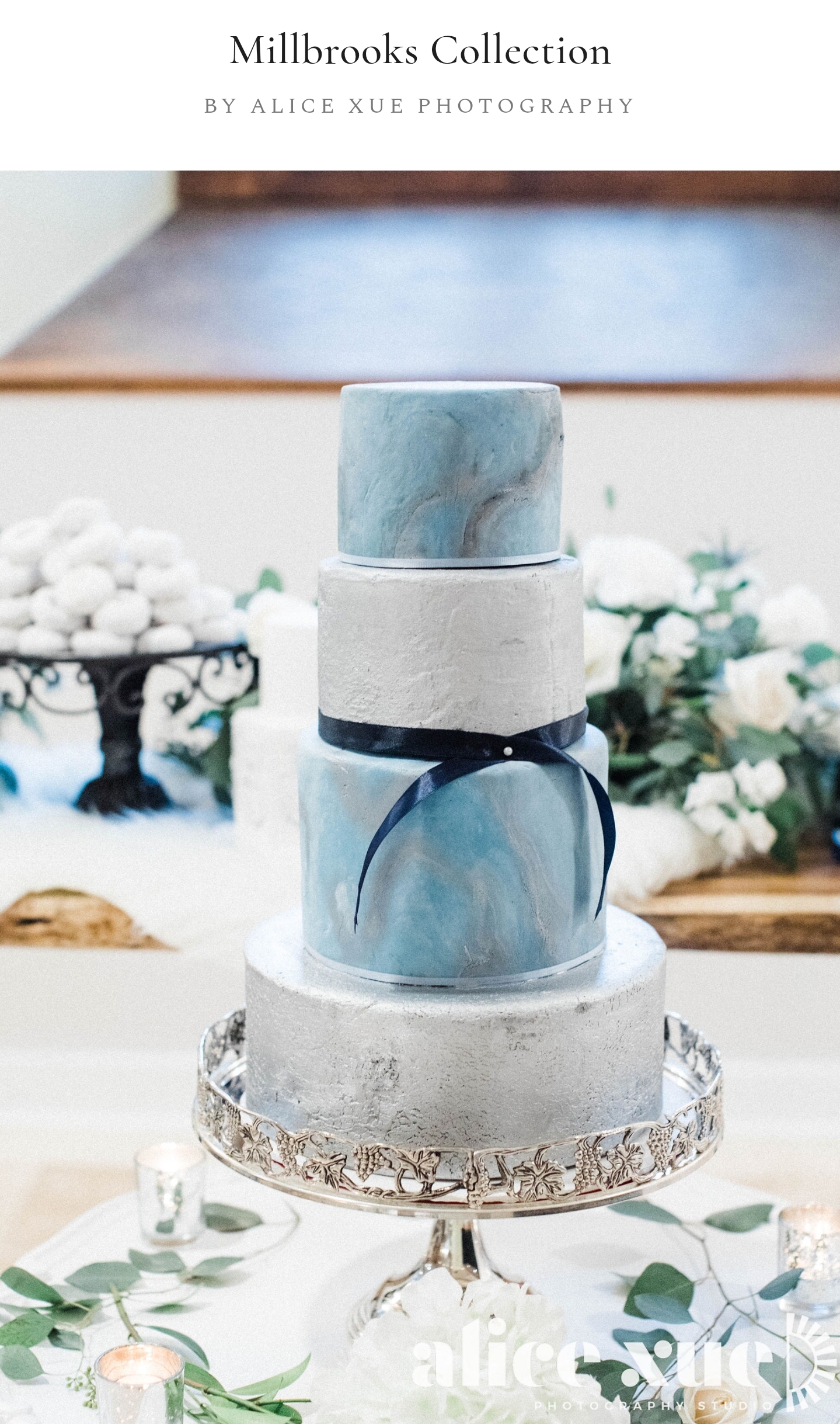 Blue Silver Wedding Cake