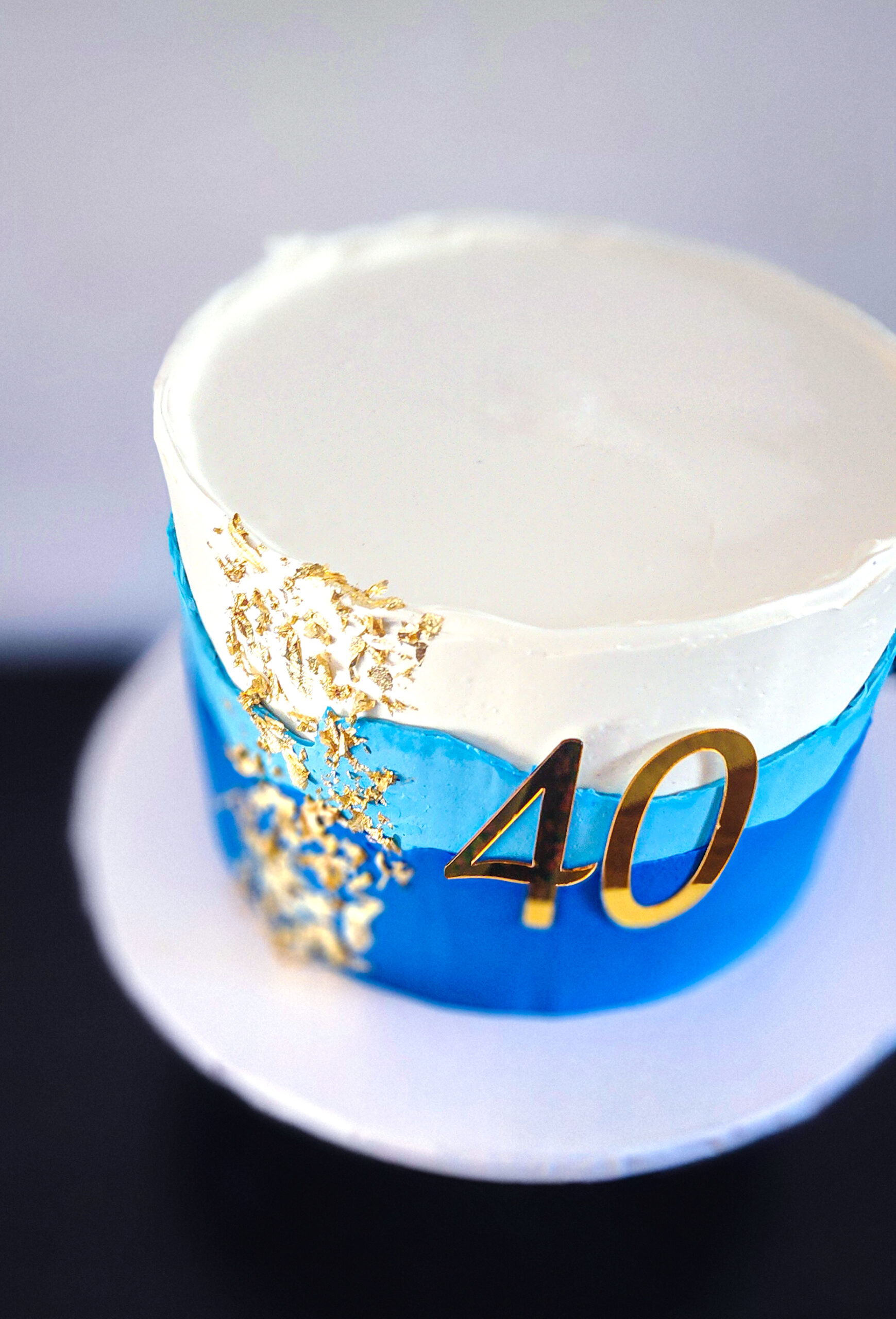 Blue White Two Tone Birthday Cake