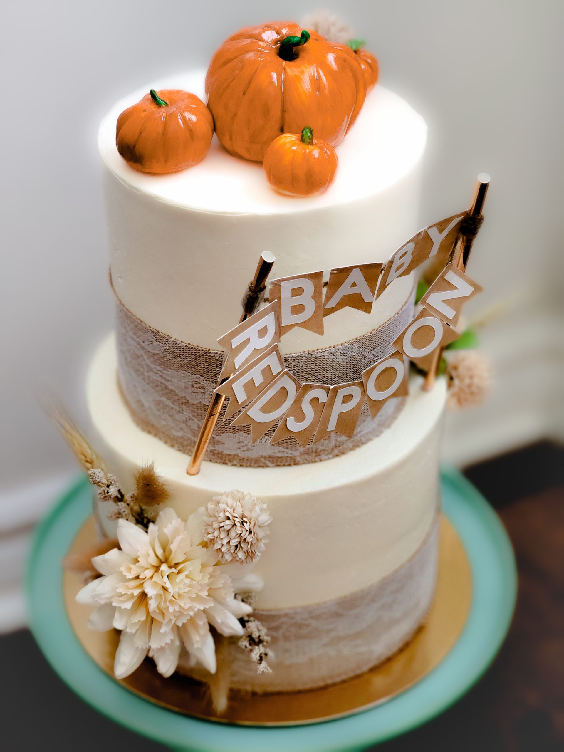 Fall Themed Rustic Baby Shower Cake