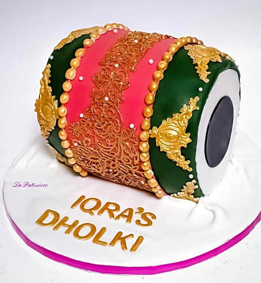 Green Pink Dholki Cake