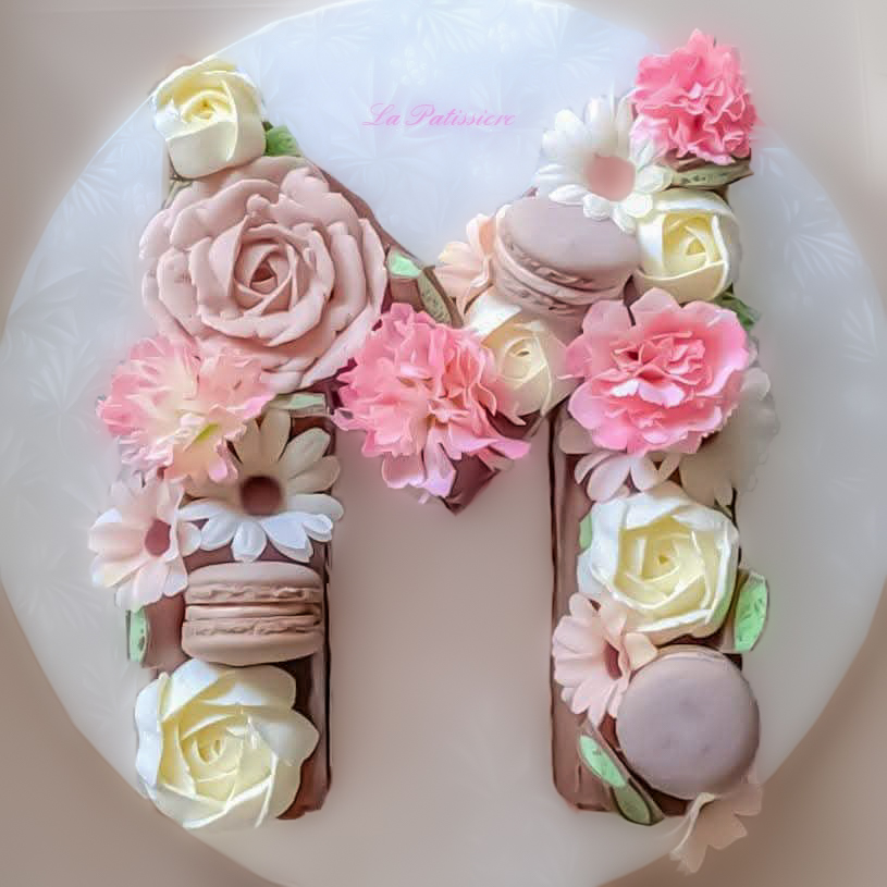 Letter M Floral Cake