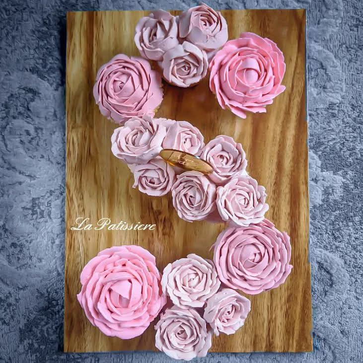 Letter S Cake Floral Cupcakes