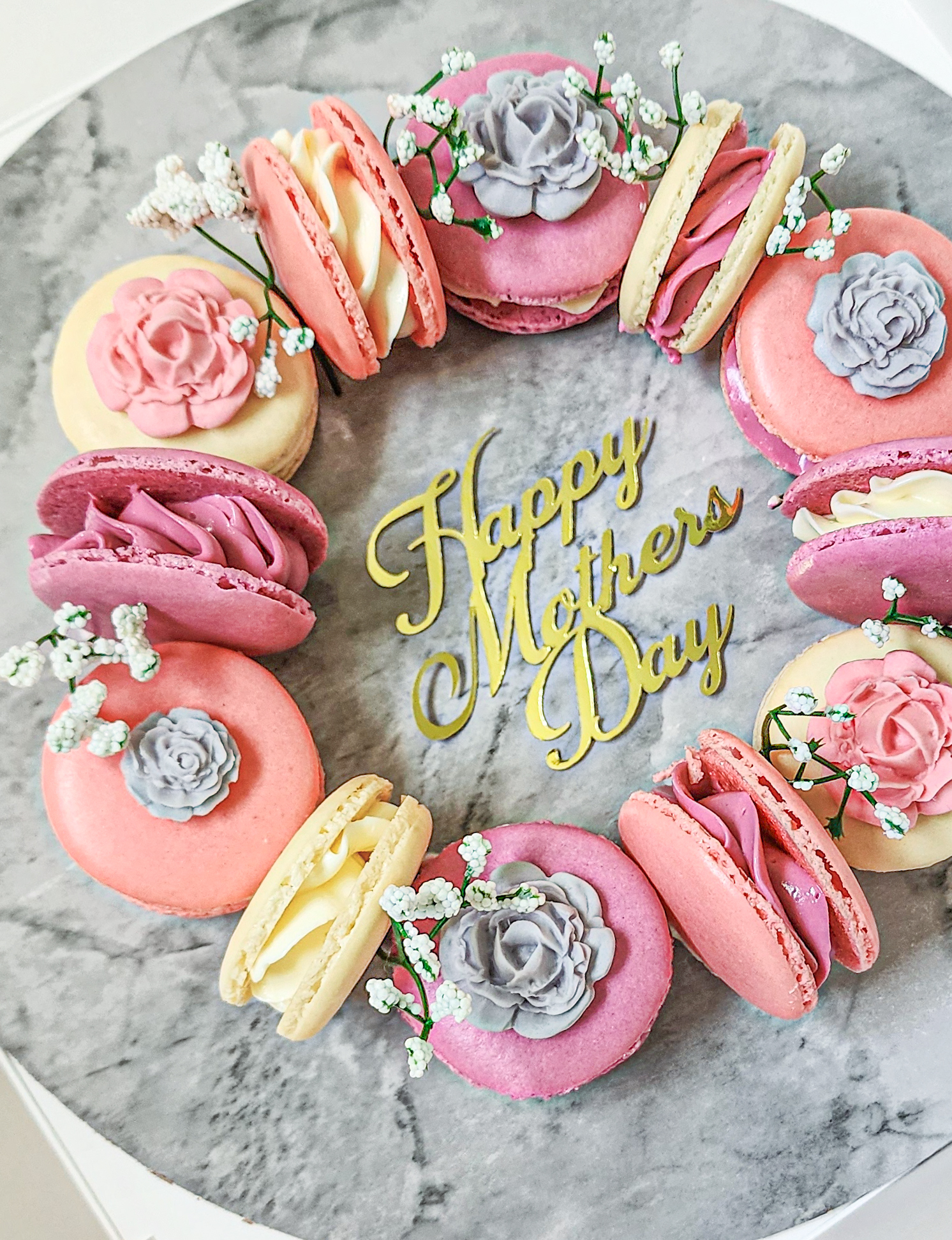Mothers Day Macaron Wreath