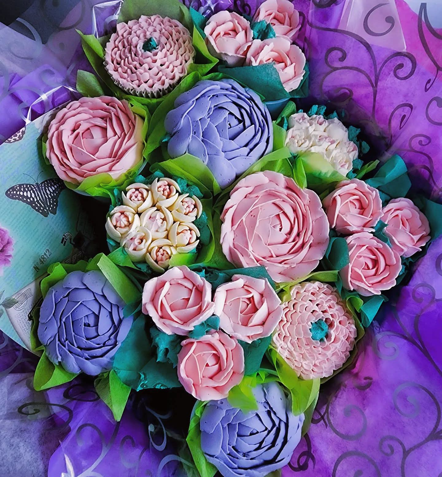 Pinks & Purples Floral Cupcakes
