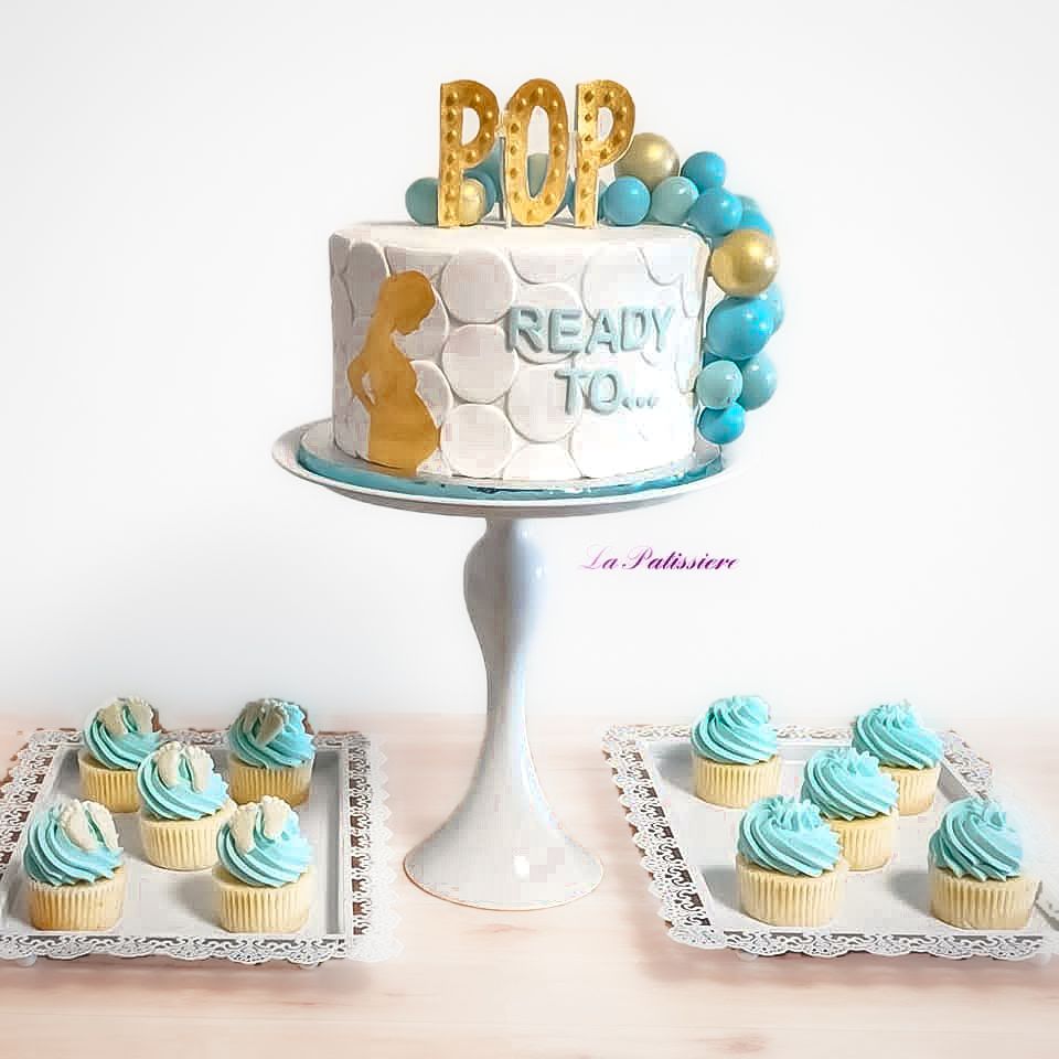 Ready to Pop Baby Shower Cake & Cupcakes
