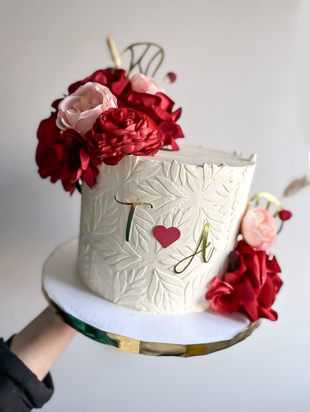 Textured White Red Cake