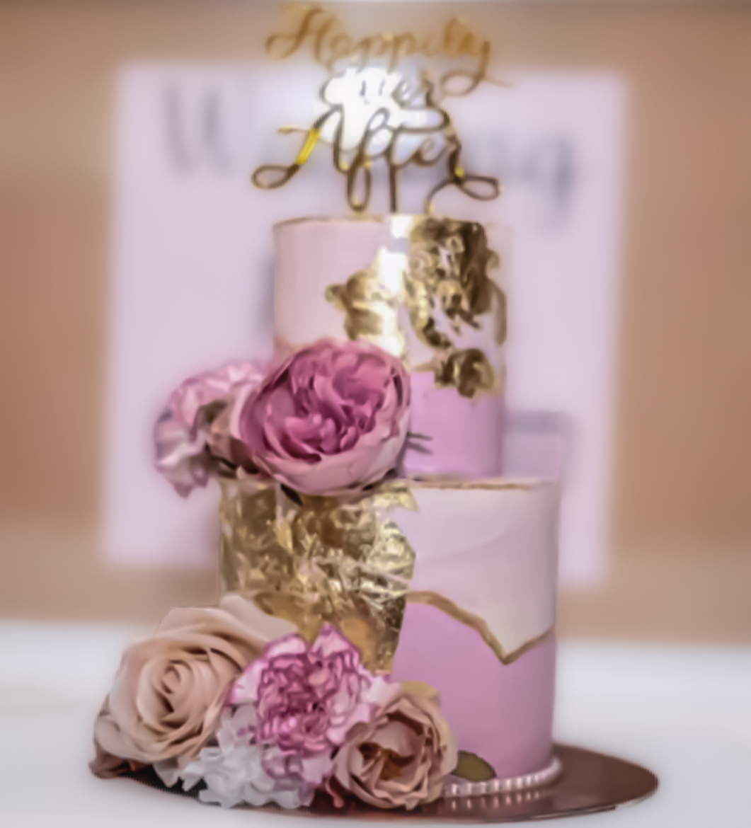 Two Tier Pink Wedding Cake