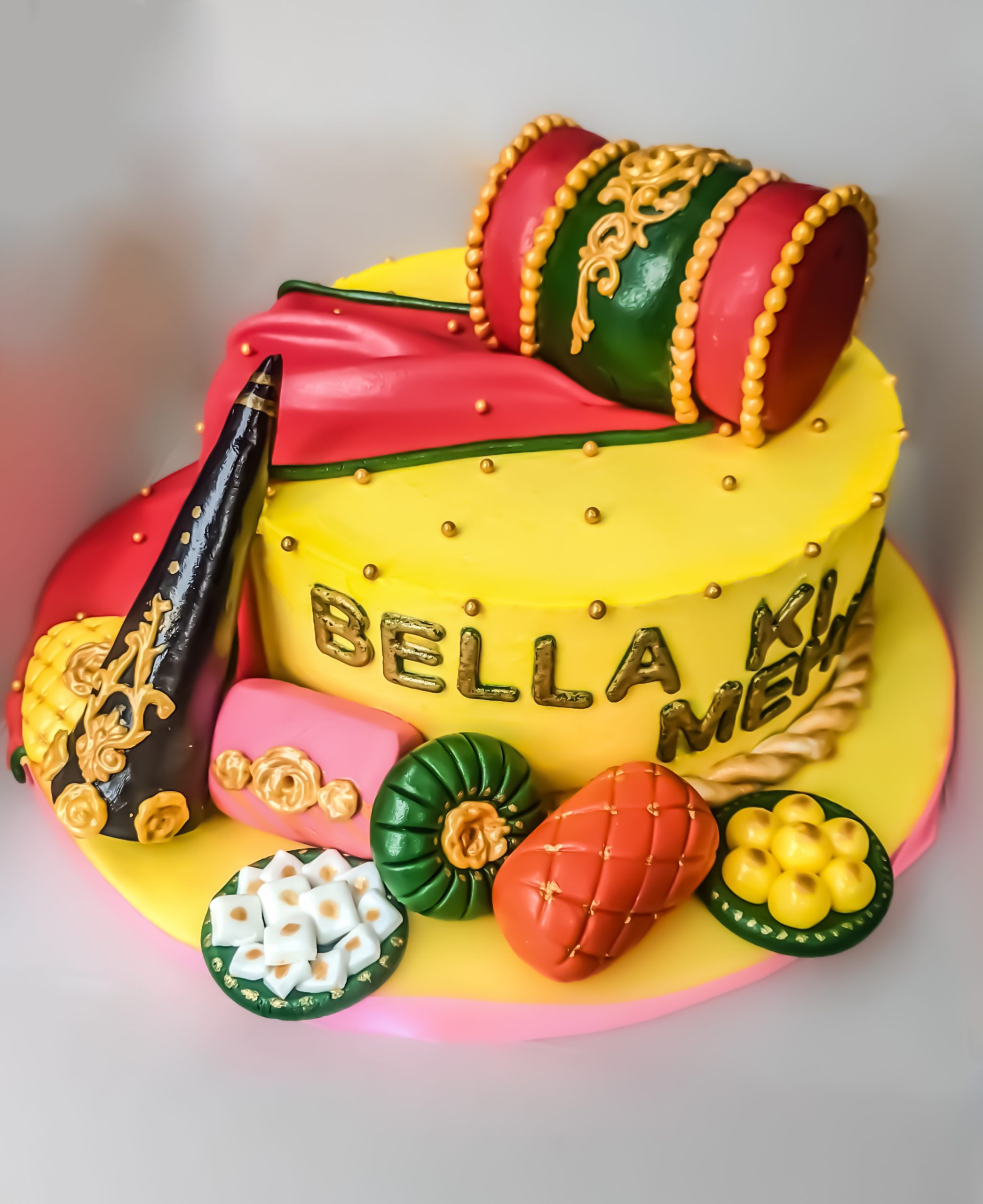 Yellow Haldi Mehndi Cake